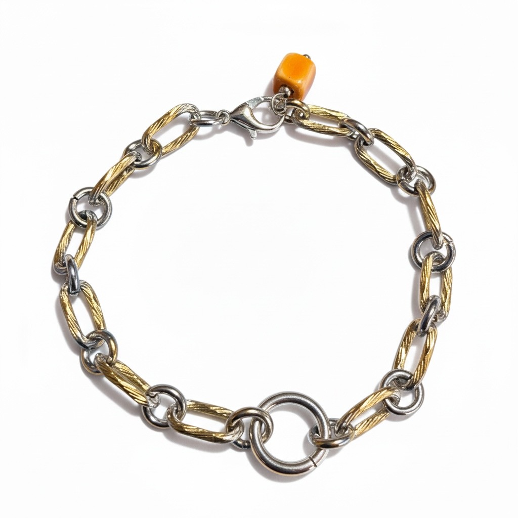 Pulsera de acero y plata de ley 925 personalizable con charms