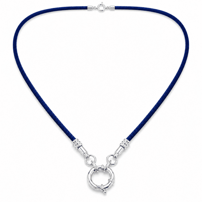 Collar Marina Azul en seda satinada y plata de ley 925