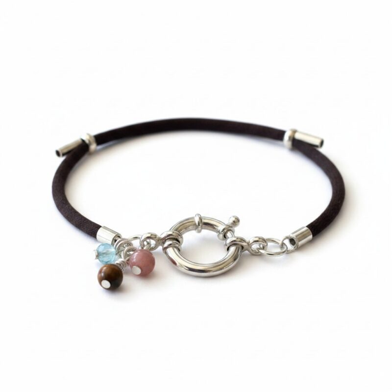 Pulsera marinera plata con piedras semipreciosas